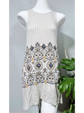 O’Neill Boho Shift Dress Medium Cream Floral Sleeveless Beachy Festival